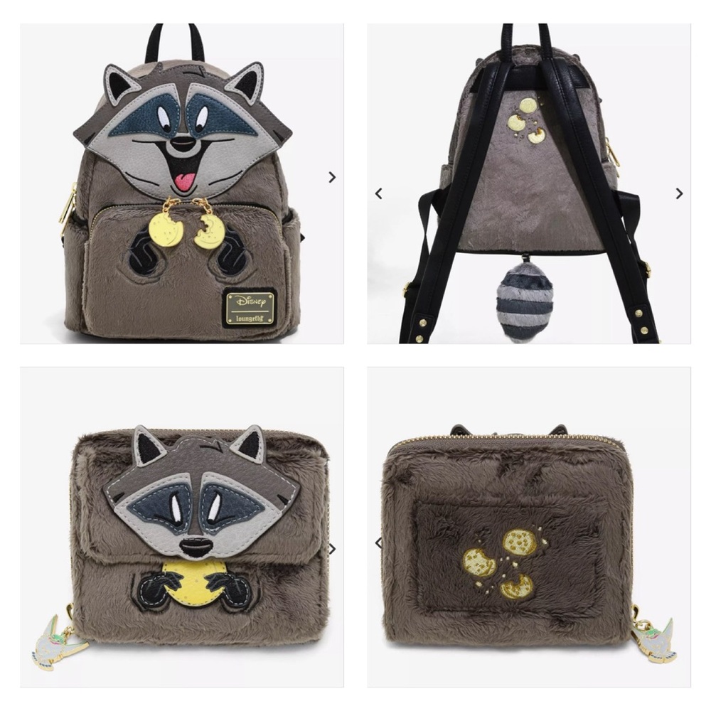 Loungefly Disney Pocahontas Meeko Fuzzy Mini Backpack & Wallet Bundle